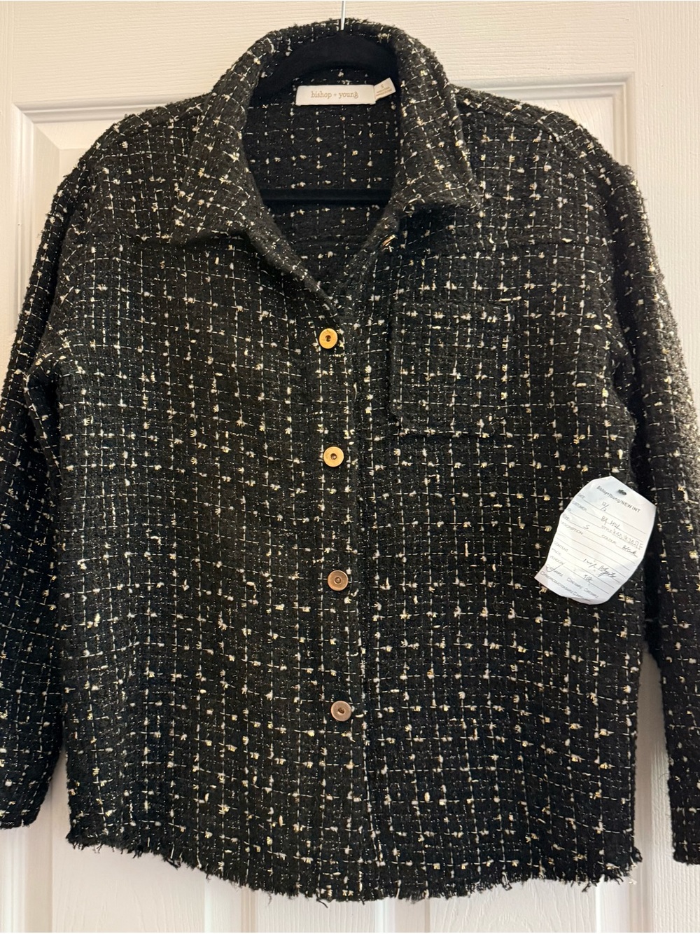Bishop & Young Black Tweed Button-Front Jacket